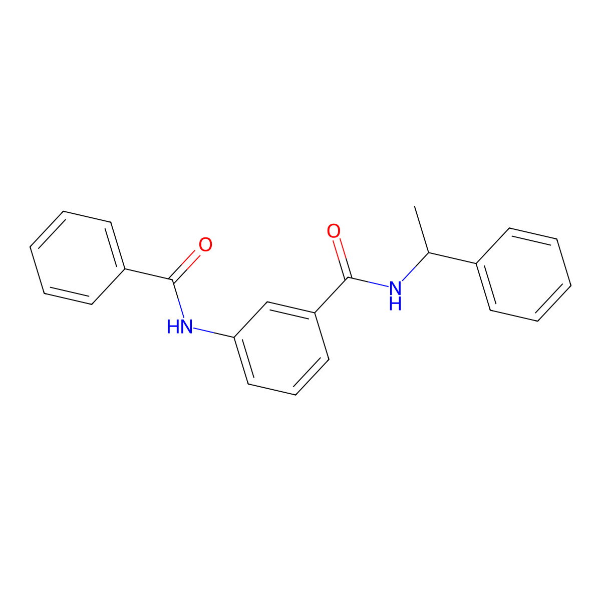 3-benzamido-N-(1-phenylethyl)benzamide molecular structure, CAS 500001-35-4