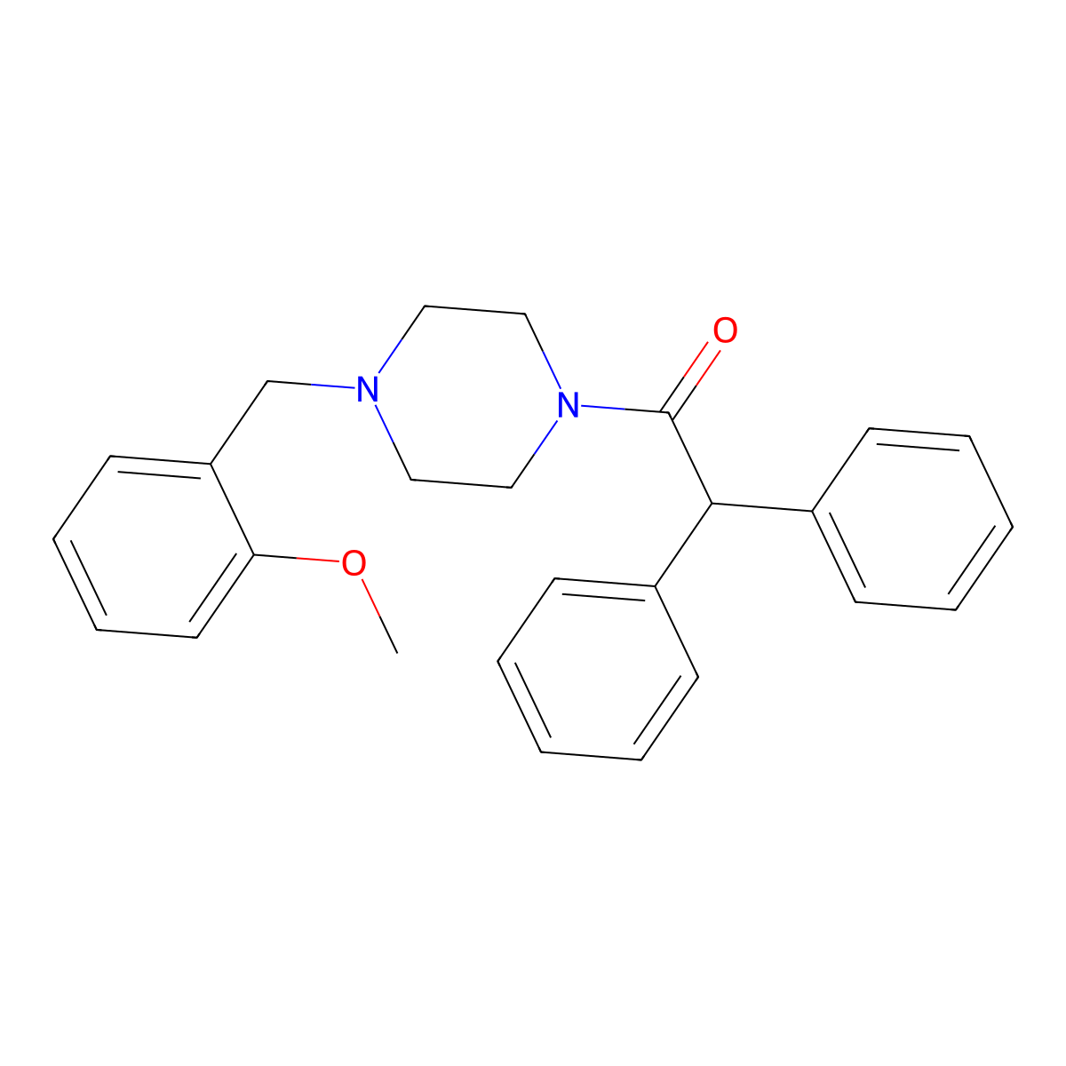 1-(Diphenylacetyl)-4-(2-methoxybenzyl)piperazine molecular structure, CAS 500001-47-8