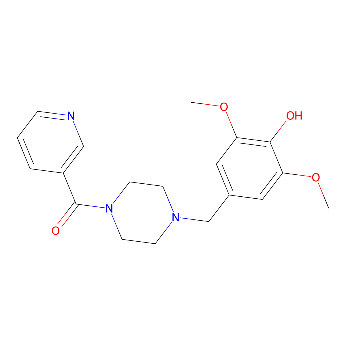 [4-[(4-Hydroxy-3,5-dimethoxyphenyl)methyl]piperazin-1-yl]-pyridin-3-ylmethanone molecular structure, CAS 500001-55-8