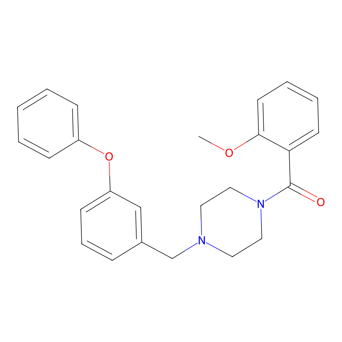 (2-Methoxyphenyl)-[4-[(3-phenoxyphenyl)methyl]piperazin-1-yl]methanone molecular structure, CAS 500001-65-0