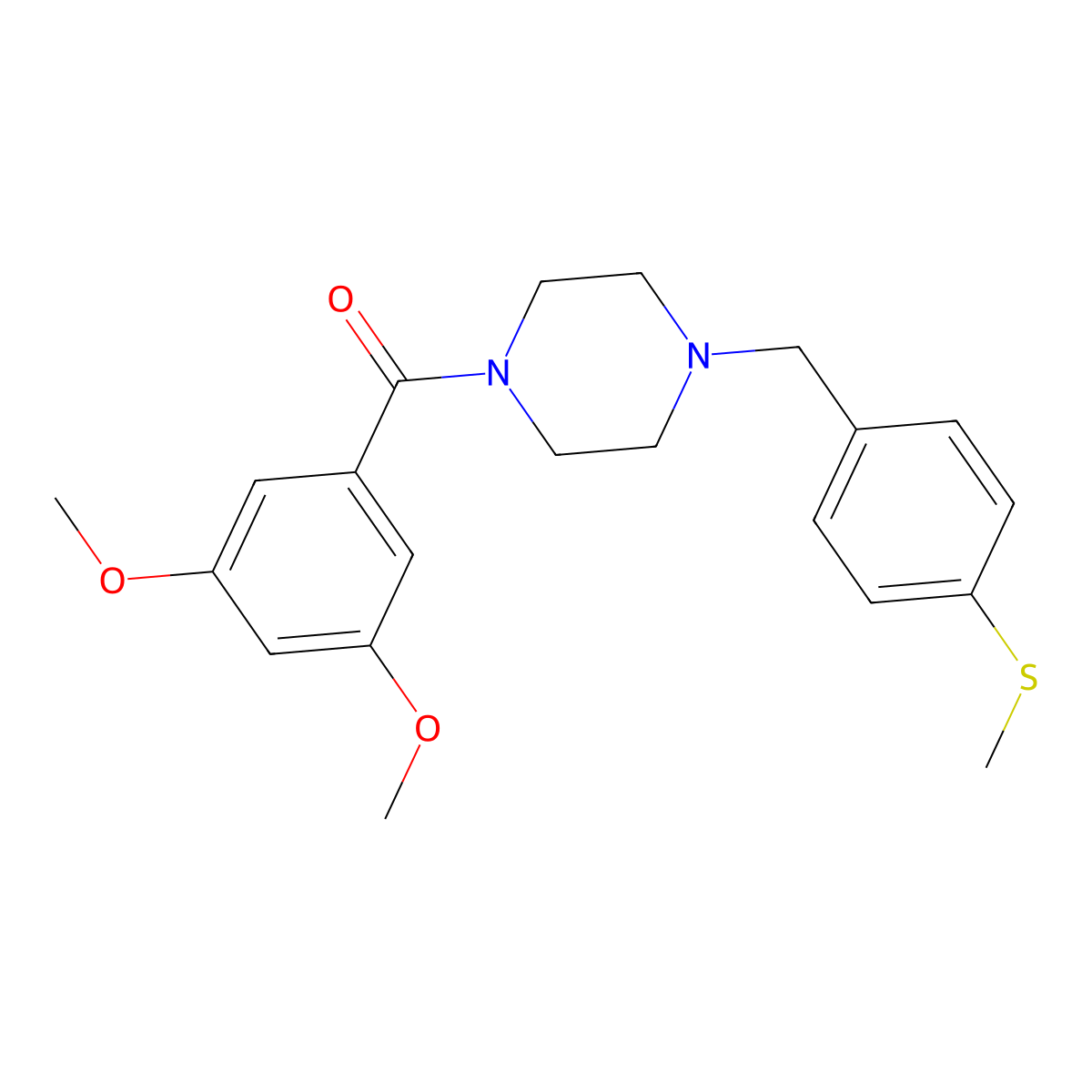 (3,5-Dimethoxyphenyl)-[4-[(4-methylsulfanylphenyl)methyl]piperazin-1-yl]methanone molecular structure, CAS 500001-66-1