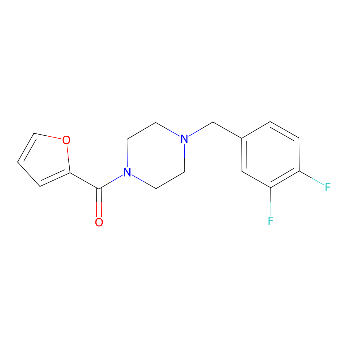 [4-(3,4-Difluorobenzyl)piperazin-1-yl](furan-2-yl)methanone molecular structure, CAS 500001-67-2