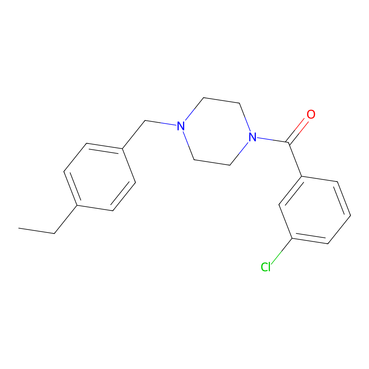 1-(3-Chlorobenzoyl)-4-(4-ethylbenzyl)piperazine molecular structure, CAS 500001-68-3