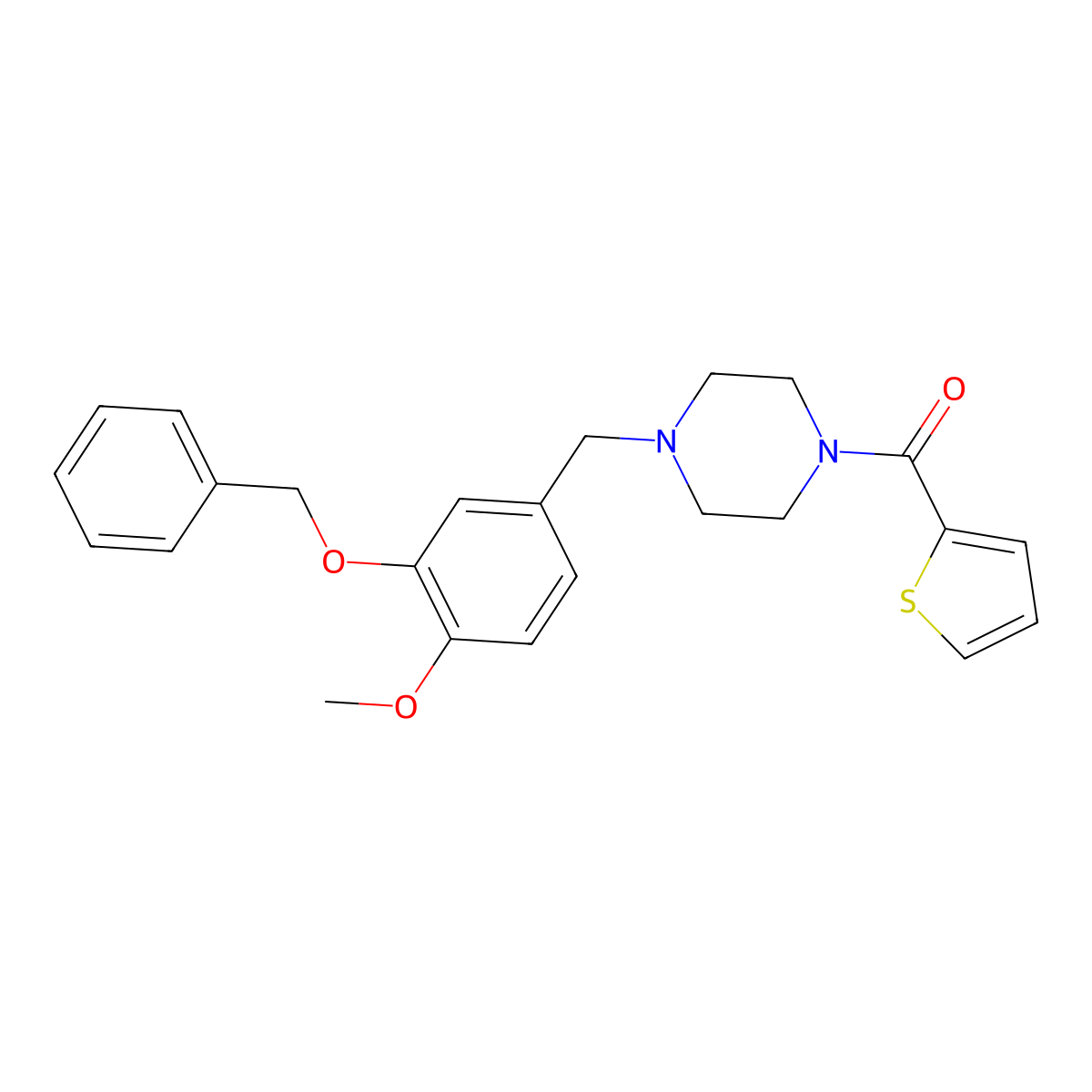[4-[(4-Methoxy-3-phenylmethoxyphenyl)methyl]piperazin-1-yl]-thiophen-2-ylmethanone molecular structure, CAS 500001-70-7