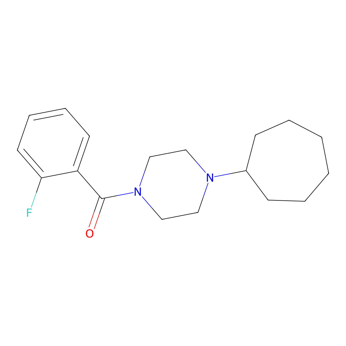 1-Cycloheptyl-4-(2-fluorobenzoyl)piperazine molecular structure, CAS 500001-73-0