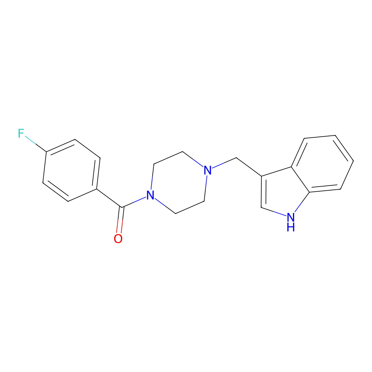 3-{[4-(4-fluorobenzoyl)-1-piperazinyl]methyl}-1H-indole molecular structure, CAS 500001-75-2