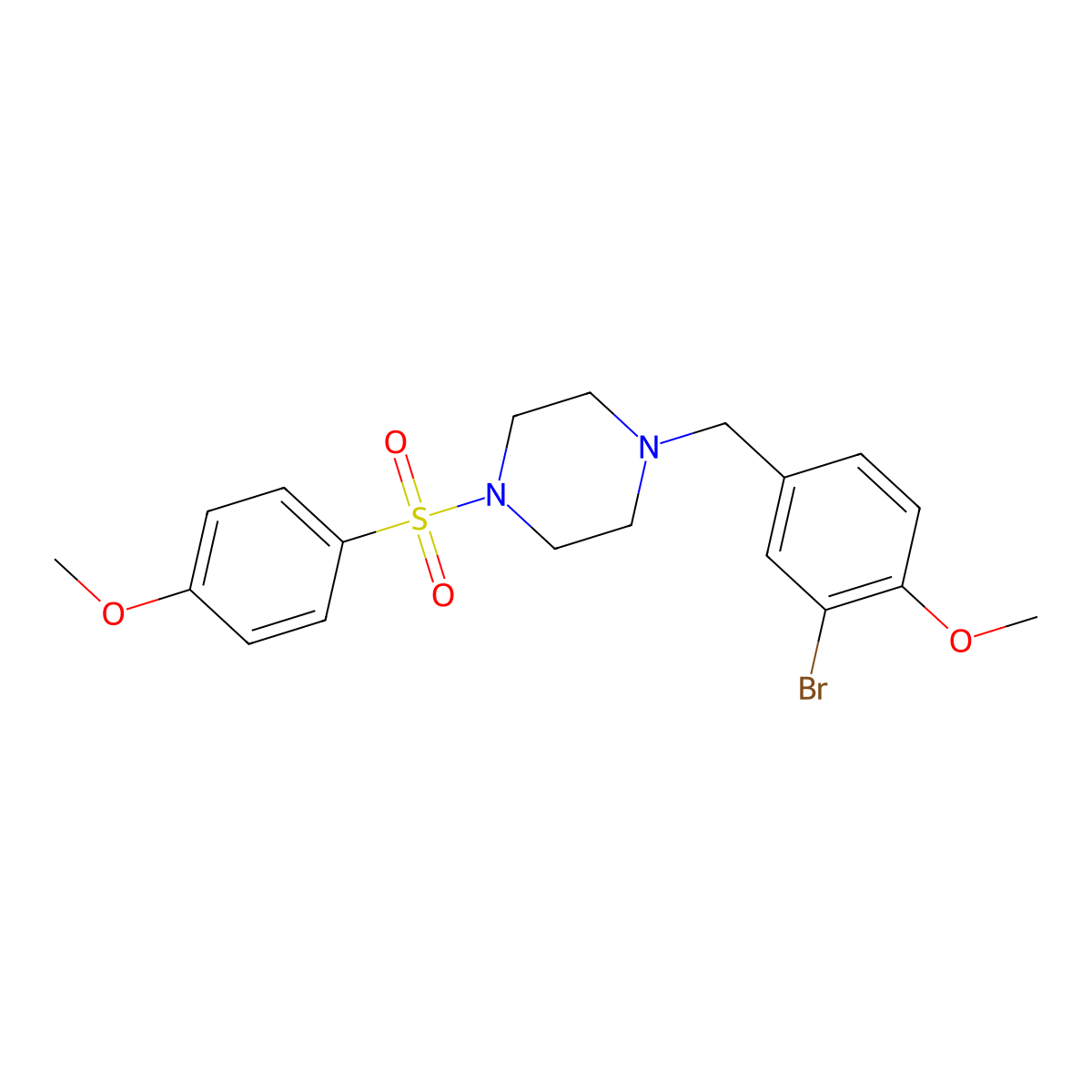 1-(3-Bromo-4-methoxybenzyl)-4-[(4-methoxyphenyl)sulfonyl]piperazine molecular structure, CAS 500001-76-3