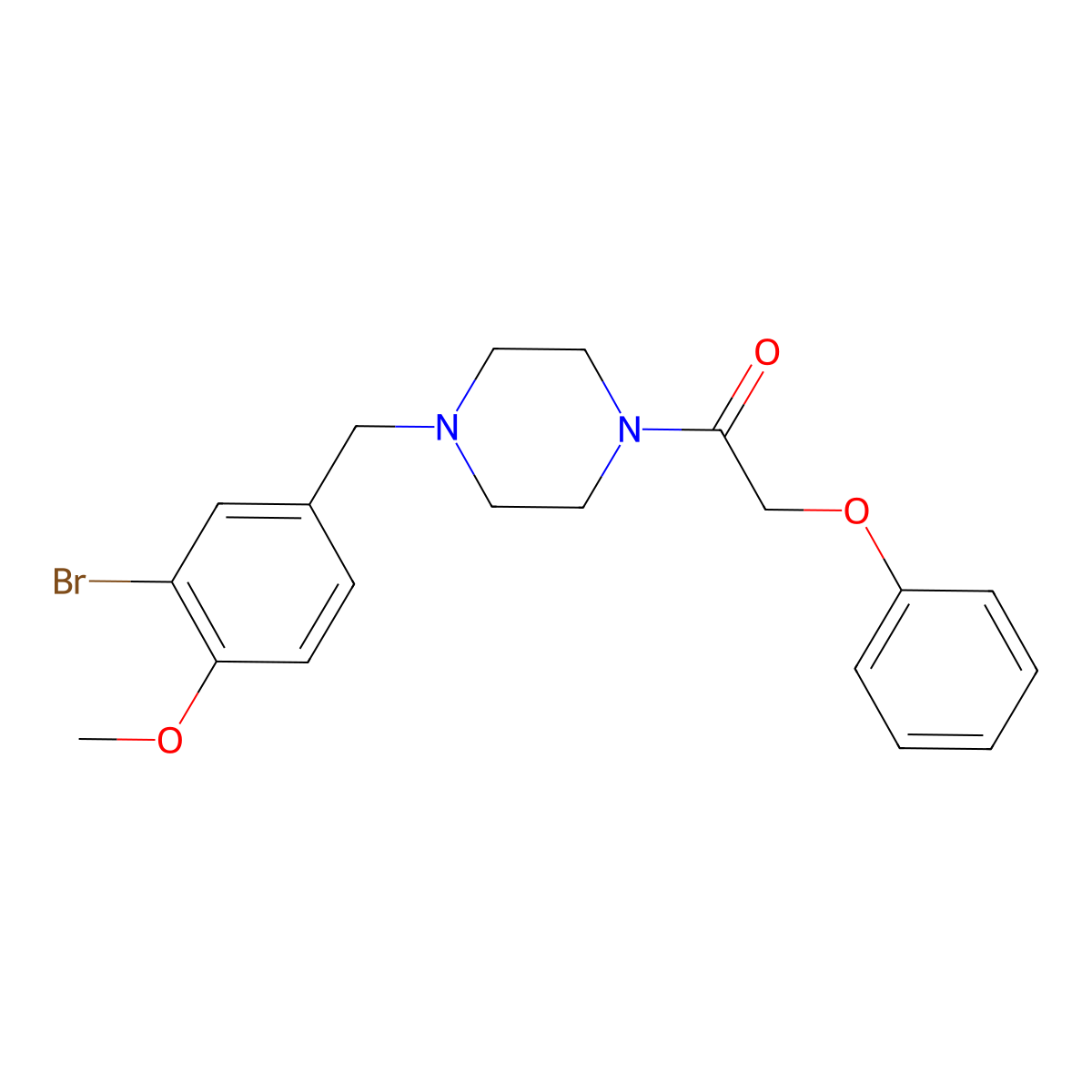 1-[4-[(3-Bromo-4-methoxyphenyl)methyl]piperazin-1-yl]-2-phenoxyethanone molecular structure, CAS 500001-77-4