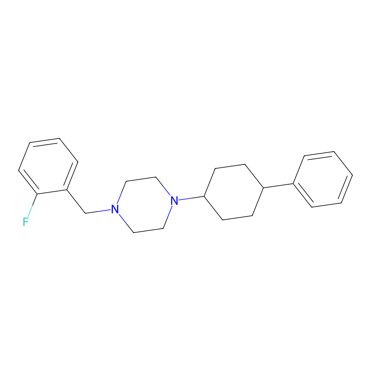 1-[(2-Fluorophenyl)methyl]-4-(4-phenylcyclohexyl)piperazine molecular structure, CAS 500001-81-0