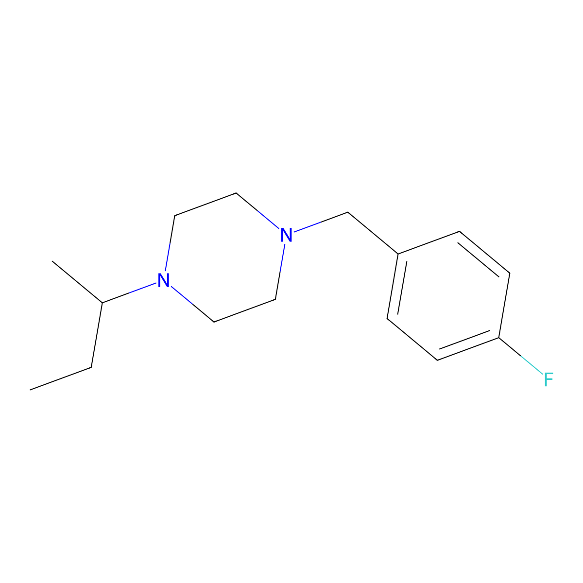 1-(Butan-2-yl)-4-(4-fluorobenzyl)piperazine molecular structure, CAS 500001-82-1