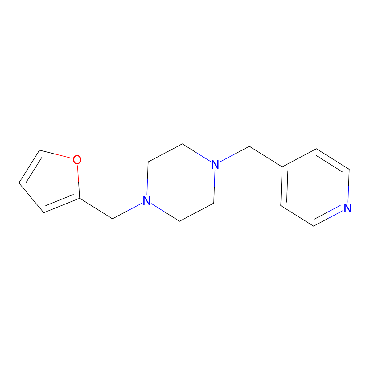 1-(Furan-2-ylmethyl)-4-(pyridin-4-ylmethyl)piperazine molecular structure, CAS 500001-83-2