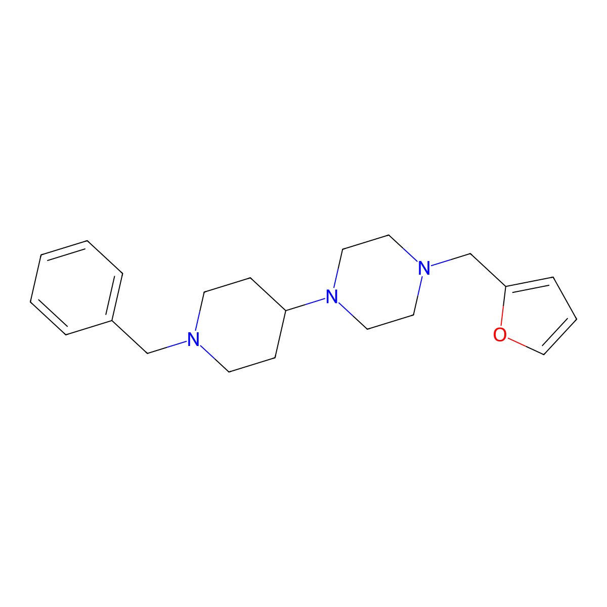 1-(1-Benzylpiperidin-4-yl)-4-(furan-2-ylmethyl)piperazine molecular structure, CAS 500001-84-3