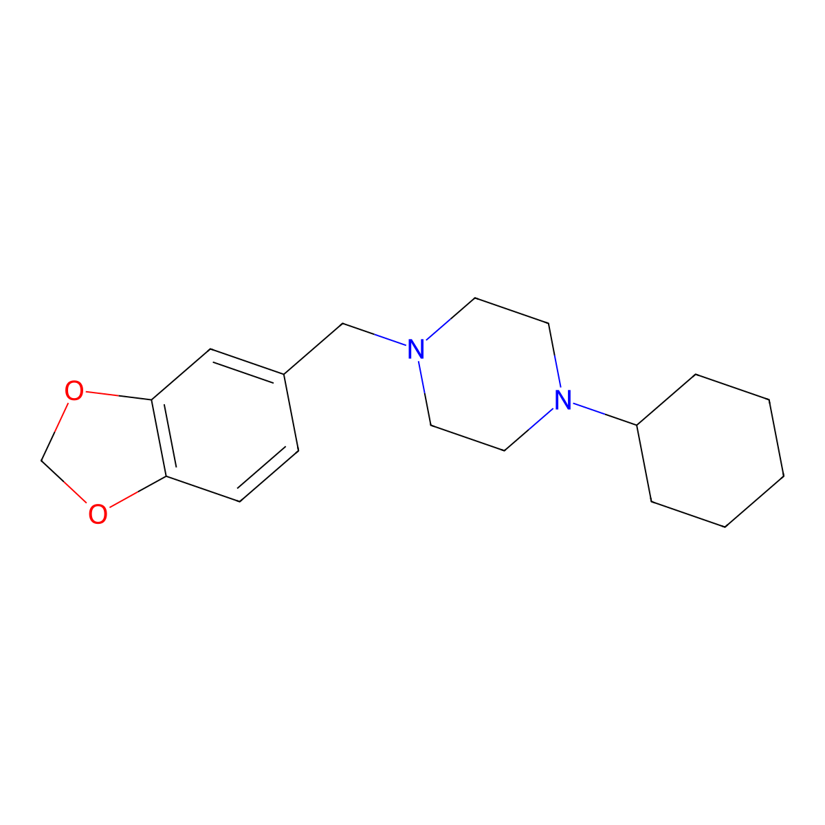 1-(1,3-Benzodioxol-5-ylmethyl)-4-cyclohexylpiperazine molecular structure, CAS 500001-88-7