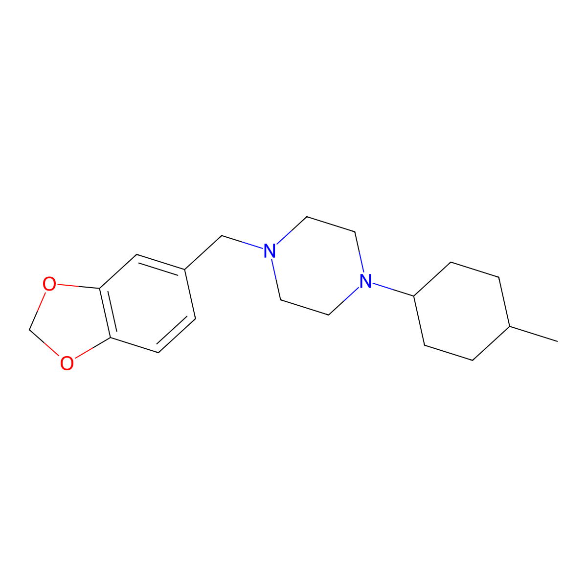 1-(1,3-Benzodioxol-5-ylmethyl)-4-(4-methylcyclohexyl)piperazine molecular structure, CAS 500001-89-8