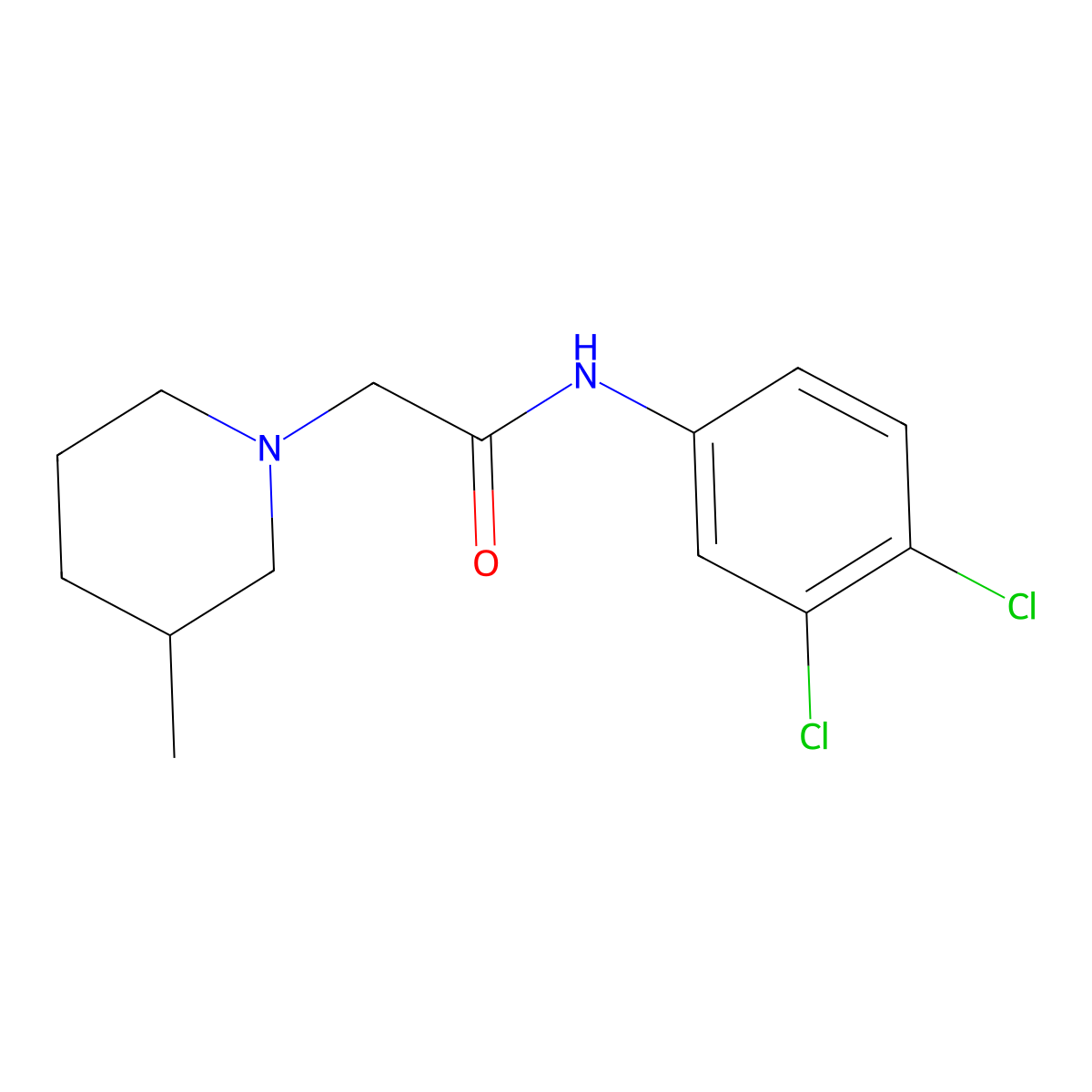 N-(3,4-dichlorophenyl)-2-(3-methylpiperidin-1-yl)acetamide molecular structure, CAS 500001-91-2