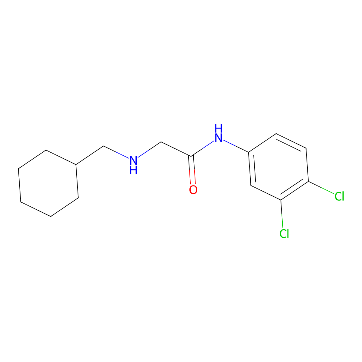 2-((Cyclohexylmethyl)amino)-N-(3,4-dichlorophenyl)acetamide molecular structure, CAS 500001-92-3