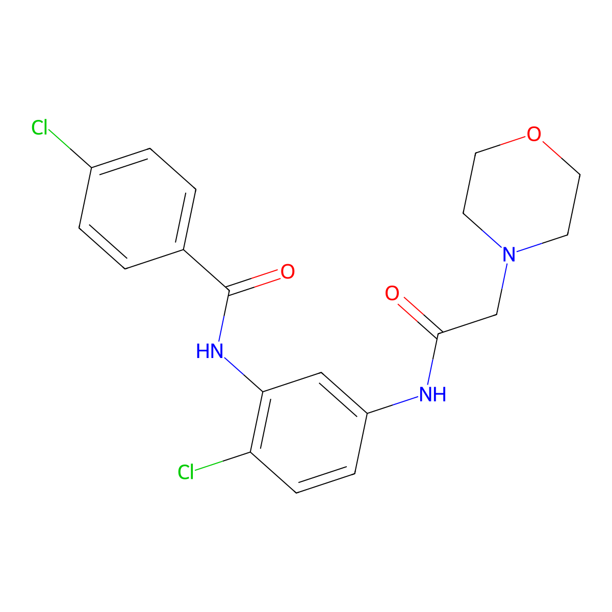 4-Chloro-N-(2-chloro-5-(2-morpholinoacetamido)phenyl)benzamide molecular structure, CAS 500001-93-4