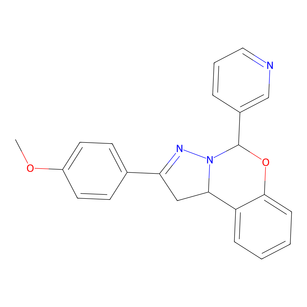 2-(4-methoxyphenyl)-5-pyridin-3-yl-5,10b-dihydro-1H-pyrazolo[1,5-c][1,3]benzoxazine molecular structure, CAS 500001-98-9