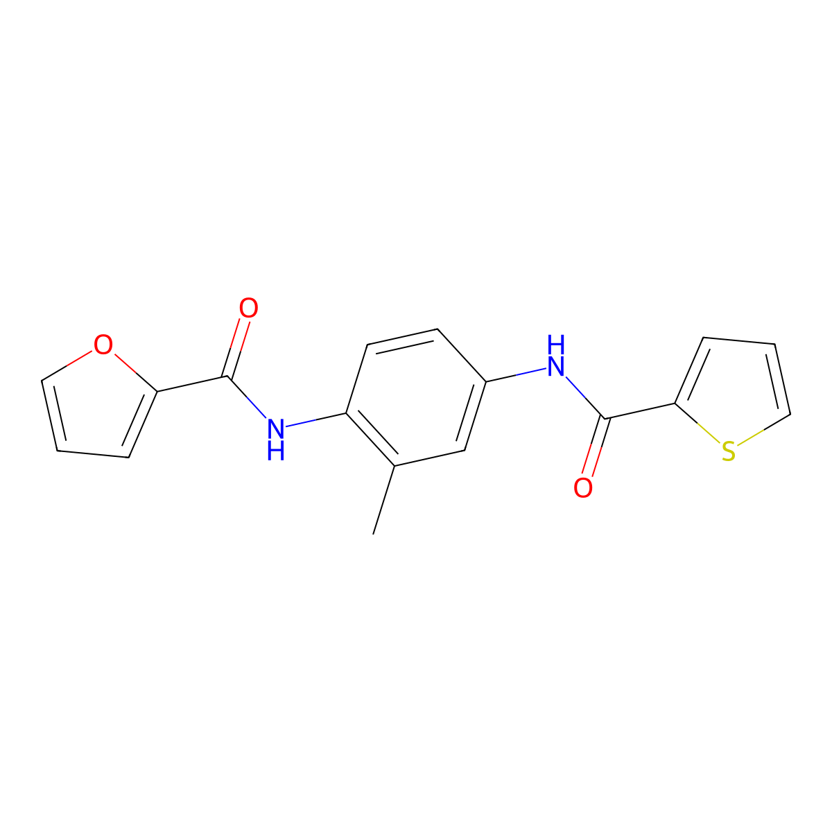 N-[2-methyl-4-(thiophene-2-carbonylamino)phenyl]furan-2-carboxamide molecular structure, CAS 500002-26-6