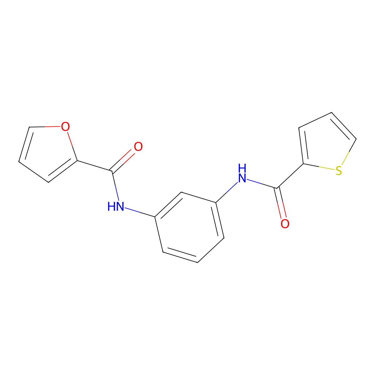 N-{3-[(2-thienylcarbonyl)amino]phenyl}-2-furamide molecular structure, CAS 500002-27-7