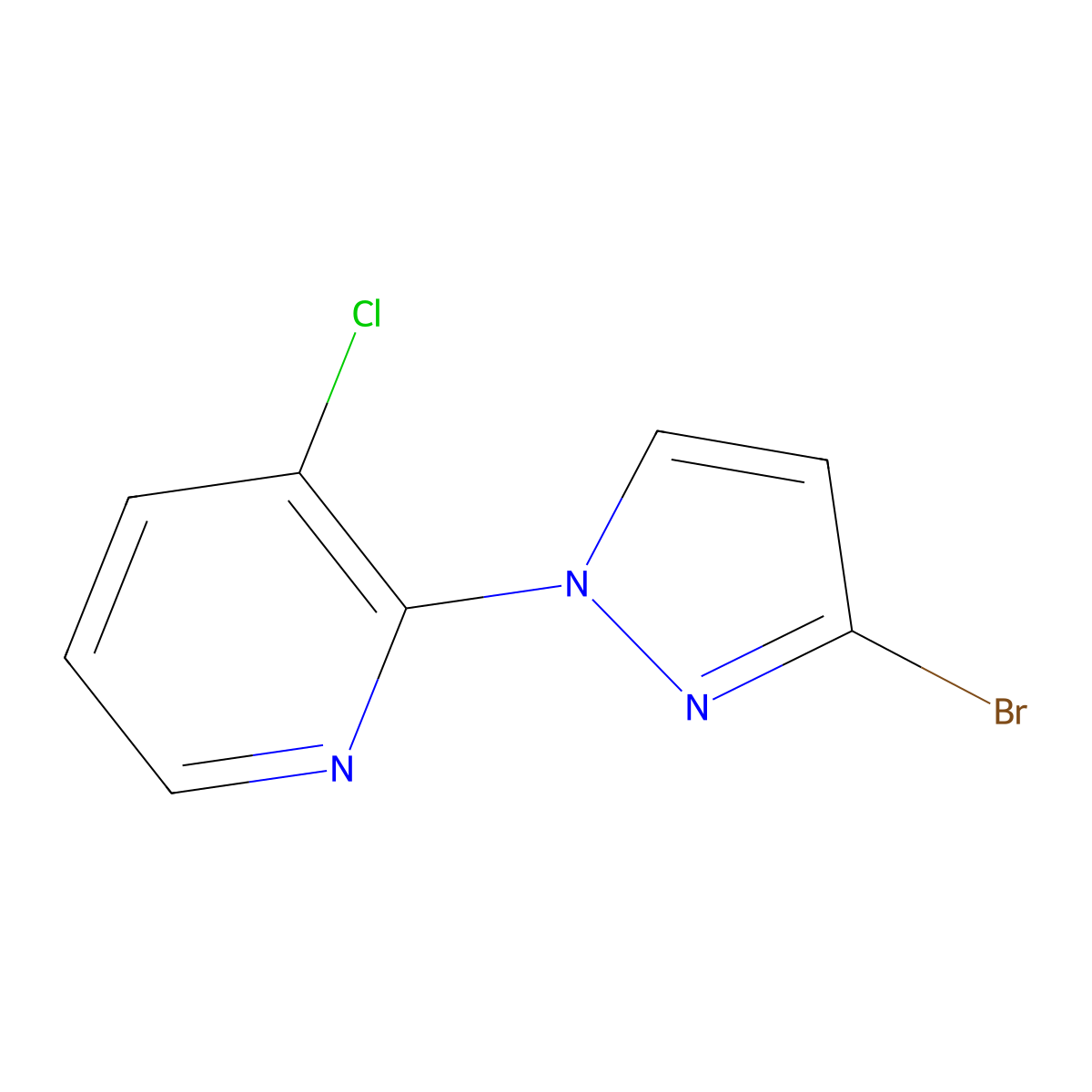 2-(3-Bromo-1H-pyrazol-1-yl)-3-chloropyridine molecular structure, CAS 500011-85-8