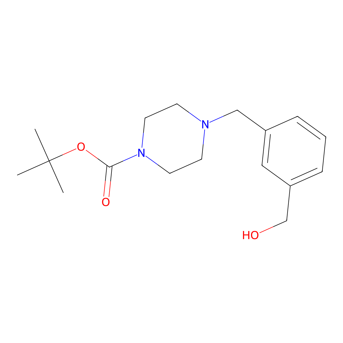 Tert-butyl 4-[3-(hydroxymethyl)benzyl]tetrahydro-1(2H)-pyrazinecarboxylate molecular structure, CAS 500013-39-8