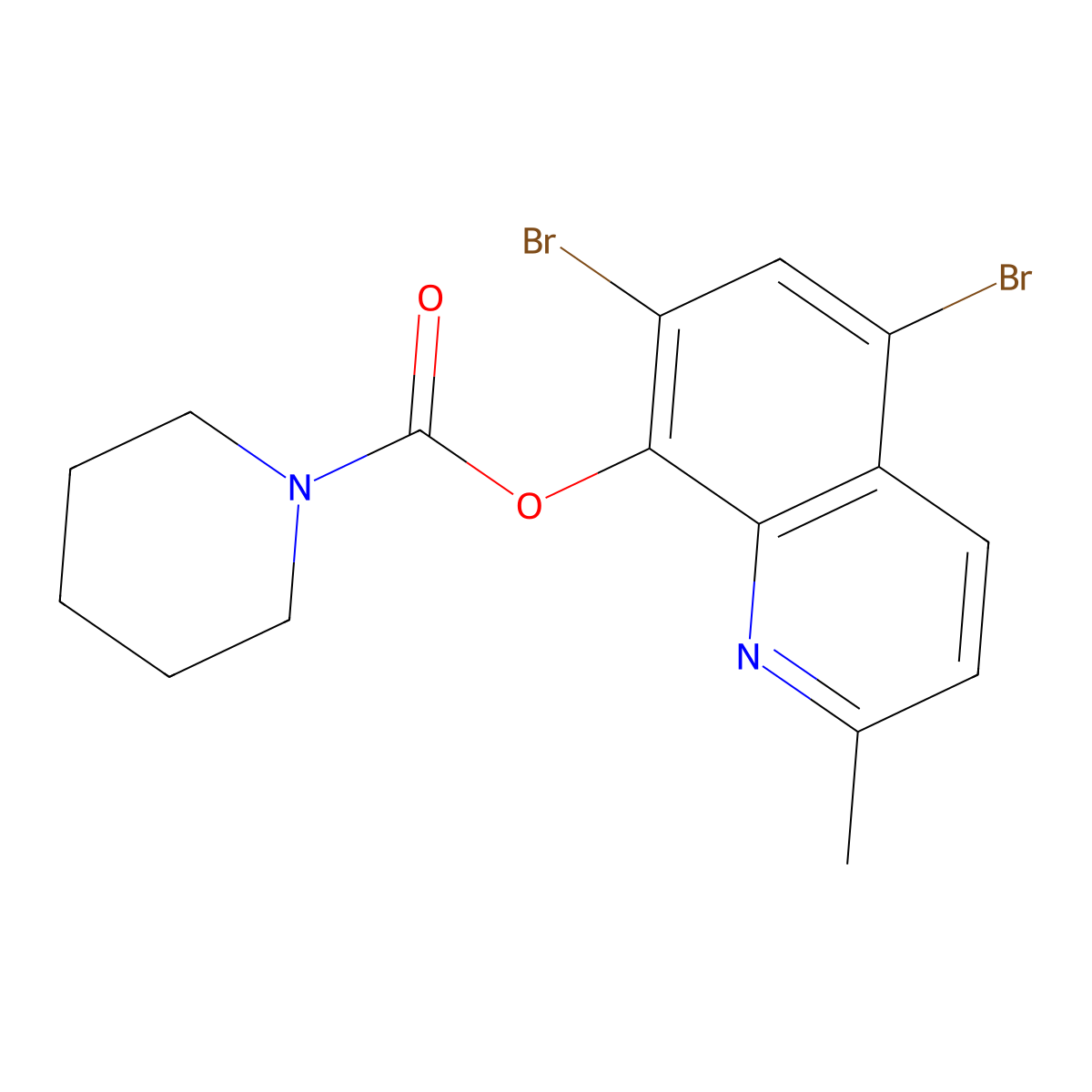 5,7-Dibromo-2-methylquinolin-8-yl piperidine-1-carboxylate molecular structure, CAS 500015-16-7