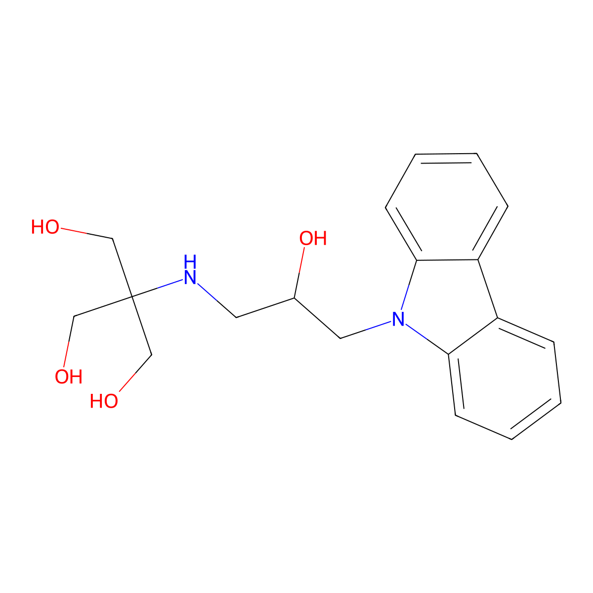 2-((3-(9H-carbazol-9-yl)-2-hydroxypropyl)amino)-2-(hydroxymethyl)propane-1,3-diol molecular structure, CAS 500015-18-9
