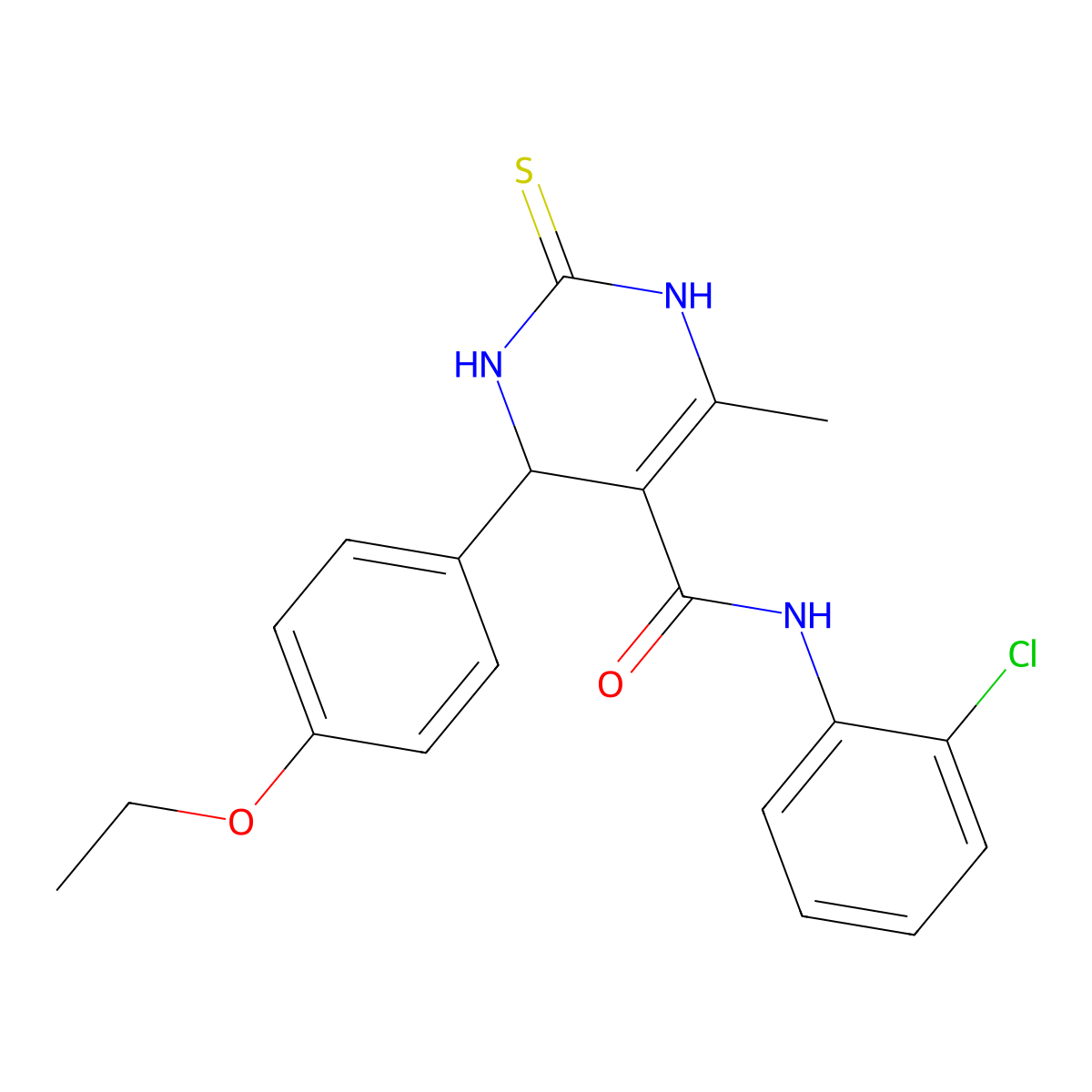 N-(2-chlorophenyl)-4-(4-ethoxyphenyl)-6-methyl-2-sulfanylidene-3,4-dihydro-1H-pyrimidine-5-carboxamide molecular structure, CAS 500015-28-1