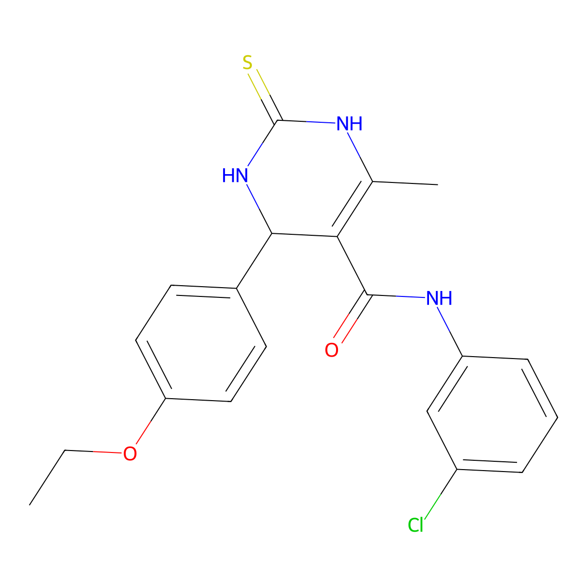 N-(3-chlorophenyl)-4-(4-ethoxyphenyl)-6-methyl-2-thioxo-1,2,3,4-tetrahydropyrimidine-5-carboxamide molecular structure, CAS 500015-30-5