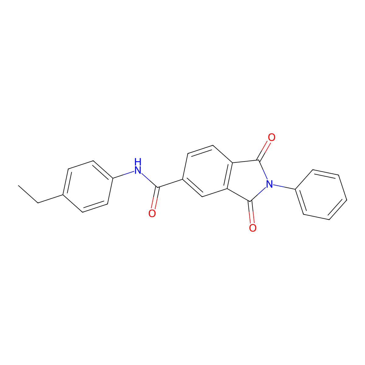 N-(4-ethylphenyl)-1,3-dioxo-2-phenylisoindole-5-carboxamide molecular structure, CAS 500015-55-4