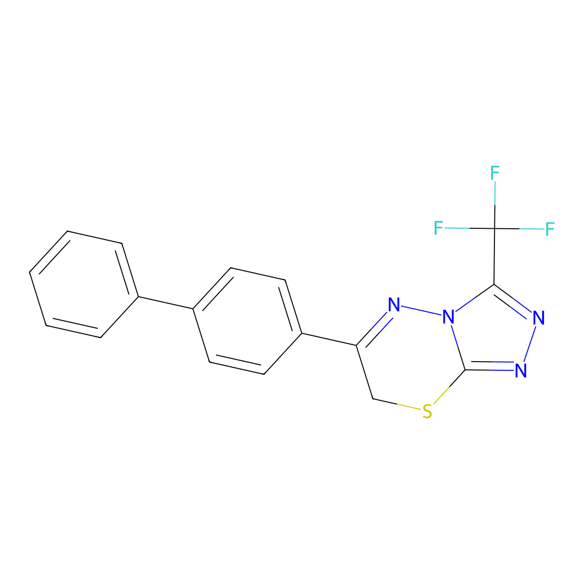 6-[1,1'-biphenyl]-4-yl-3-(trifluoromethyl)-7H-[1,2,4]triazolo[3,4-b][1,3,4]thiadiazine molecular structure, CAS 500016-17-1