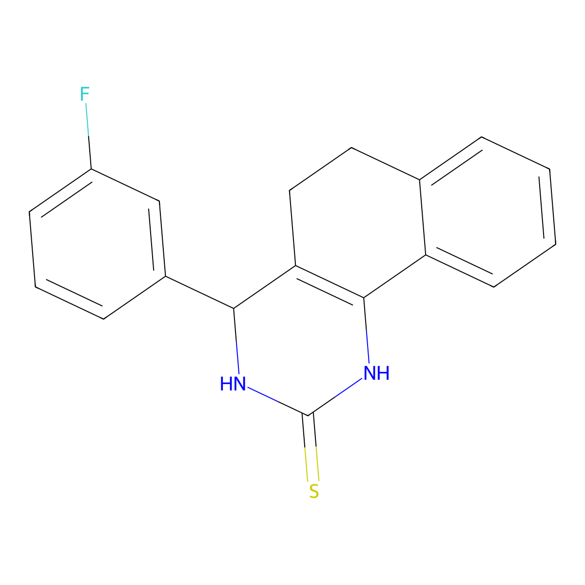 4-(3-fluorophenyl)-3,4,5,6-tetrahydrobenzo[h]quinazoline-2(1H)-thione molecular structure, CAS 500016-64-8