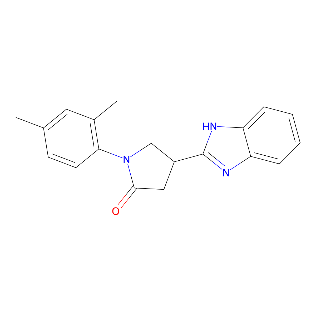 4-(1H-benzimidazol-2-yl)-1-(2,4-dimethylphenyl)pyrrolidin-2-one molecular structure, CAS 500017-00-5