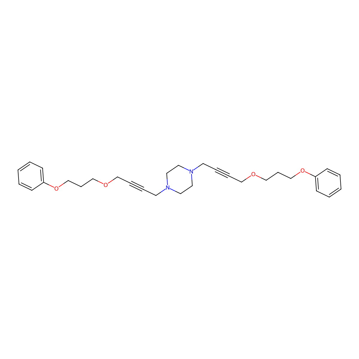 1,4-Bis(4-(3-phenoxypropoxy)but-2-ynyl)piperazine molecular structure, CAS 500017-02-7