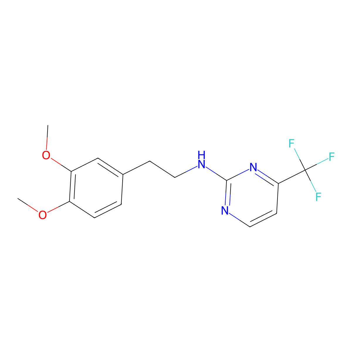 N-[2-(3,4-dimethoxyphenyl)ethyl]-4-(trifluoromethyl)pyrimidin-2-amine molecular structure, CAS 500017-83-4