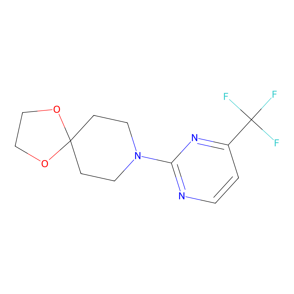 8-[4-(Trifluoromethyl)pyrimidin-2-yl]-1,4-dioxa-8-azaspiro[4.5]decane molecular structure, CAS 500017-86-7