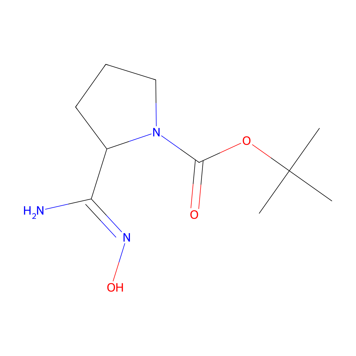 tert-butyl 2-(N'-hydroxycarbamimidoyl)pyrrolidine-1-carboxylate molecular structure, CAS 500024-95-3