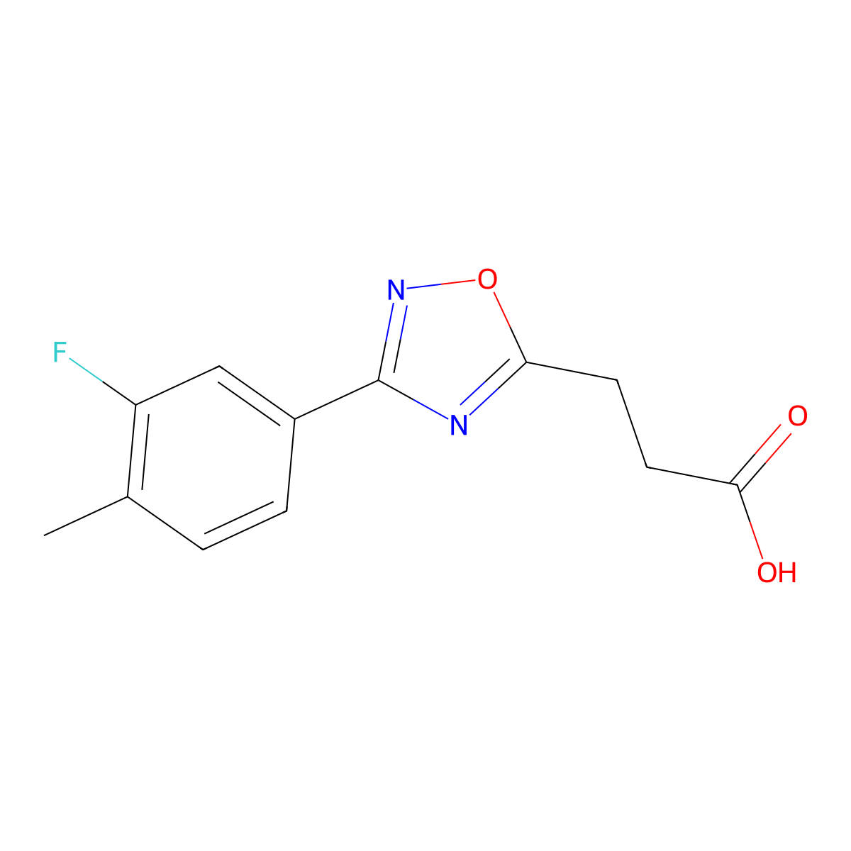 3-(3-(3-Fluoro-4-methylphenyl)-1,2,4-oxadiazol-5-yl)propanoic acid molecular structure, CAS 500025-20-7