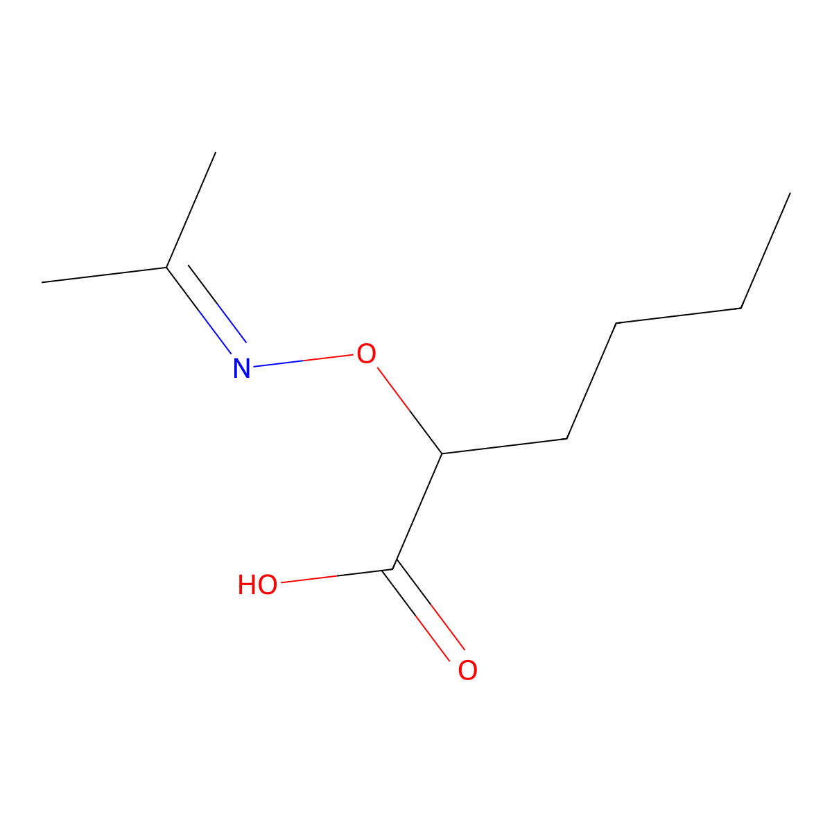 2-{[(Propan-2-ylidene)amino]oxy}hexanoic acid molecular structure, CAS 5001-38-7