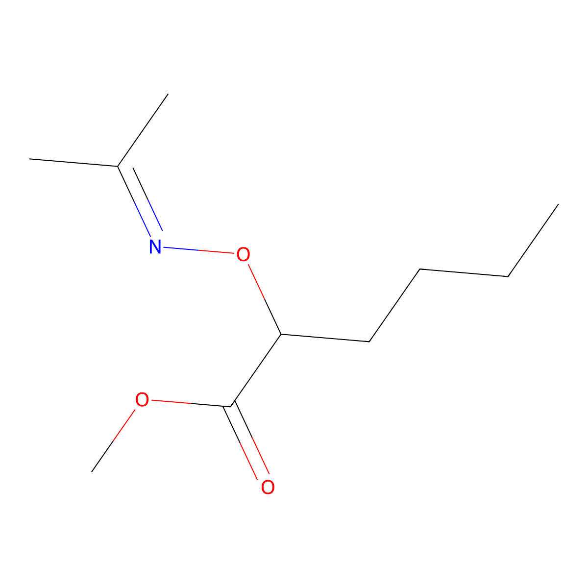 Methyl 2-{[(propan-2-ylidene)amino]oxy}hexanoate molecular structure, CAS 5001-41-2