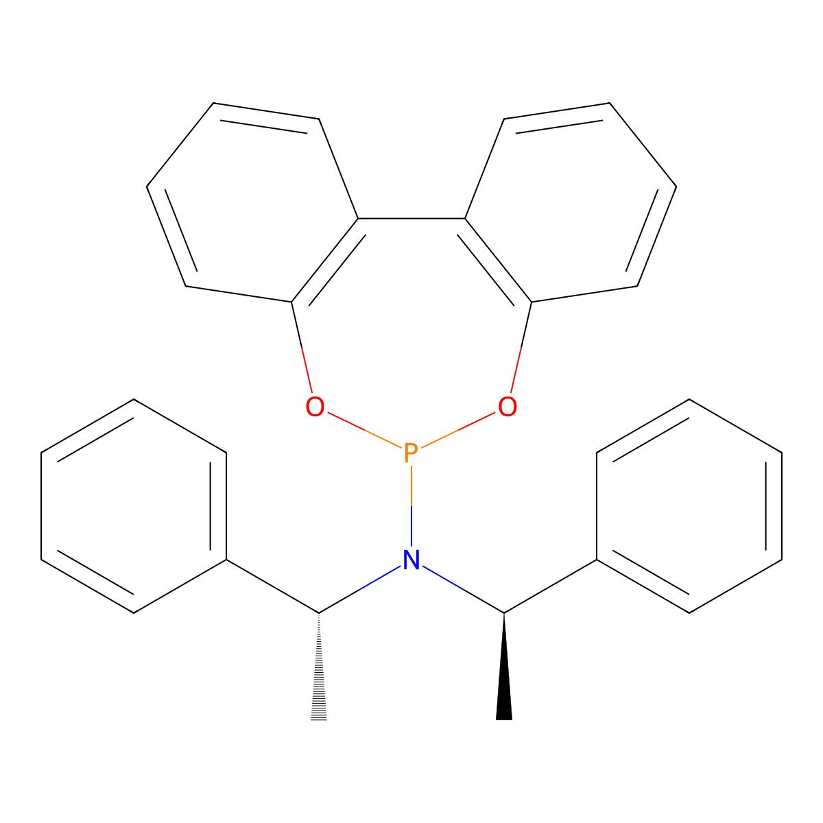 N,N-Bis[(1R)-(+)-phenylethyl]dibenzo[d,f][1,3,2]dioxaphosphepin-6-amine molecular structure, CAS 500103-26-4