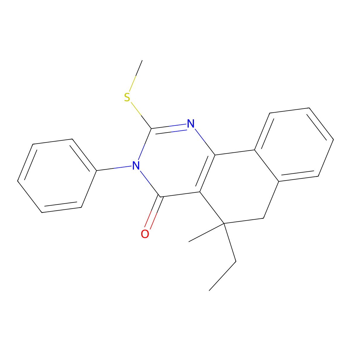 5-ethyl-5-methyl-2-methylsulfanyl-3-phenyl-6H-benzo[h]quinazolin-4-one molecular structure, CAS 500104-37-0