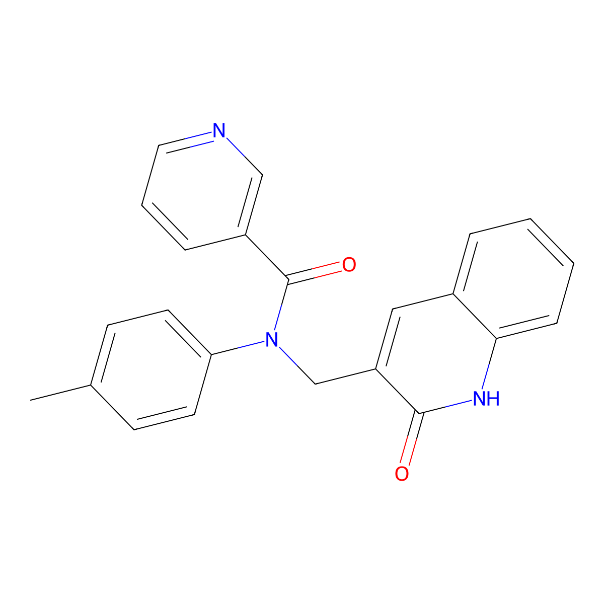 N-(4-methylphenyl)-N-[(2-oxo-1H-quinolin-3-yl)methyl]pyridine-3-carboxamide molecular structure, CAS 500104-62-1