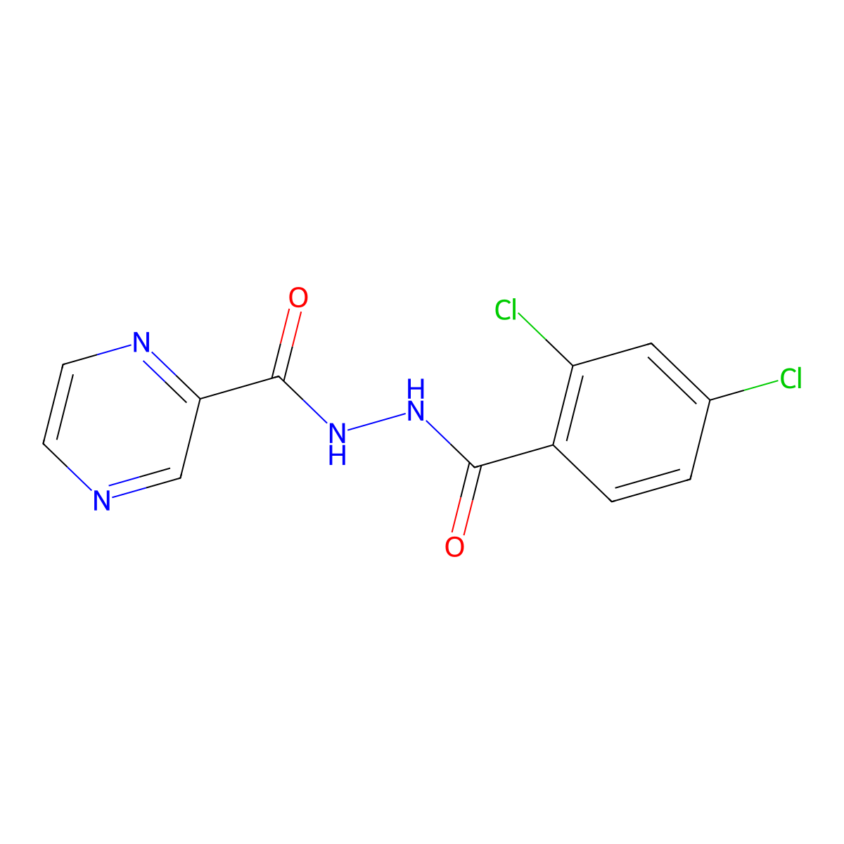 N'-(2,4-dichlorobenzoyl)pyrazine-2-carbohydrazide molecular structure, CAS 500104-66-5