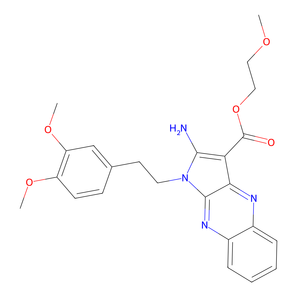 2-Methoxyethyl 2-amino-1-[2-(3,4-dimethoxyphenyl)ethyl]pyrrolo[3,2-b]quinoxaline-3-carboxylate molecular structure, CAS 500104-81-4