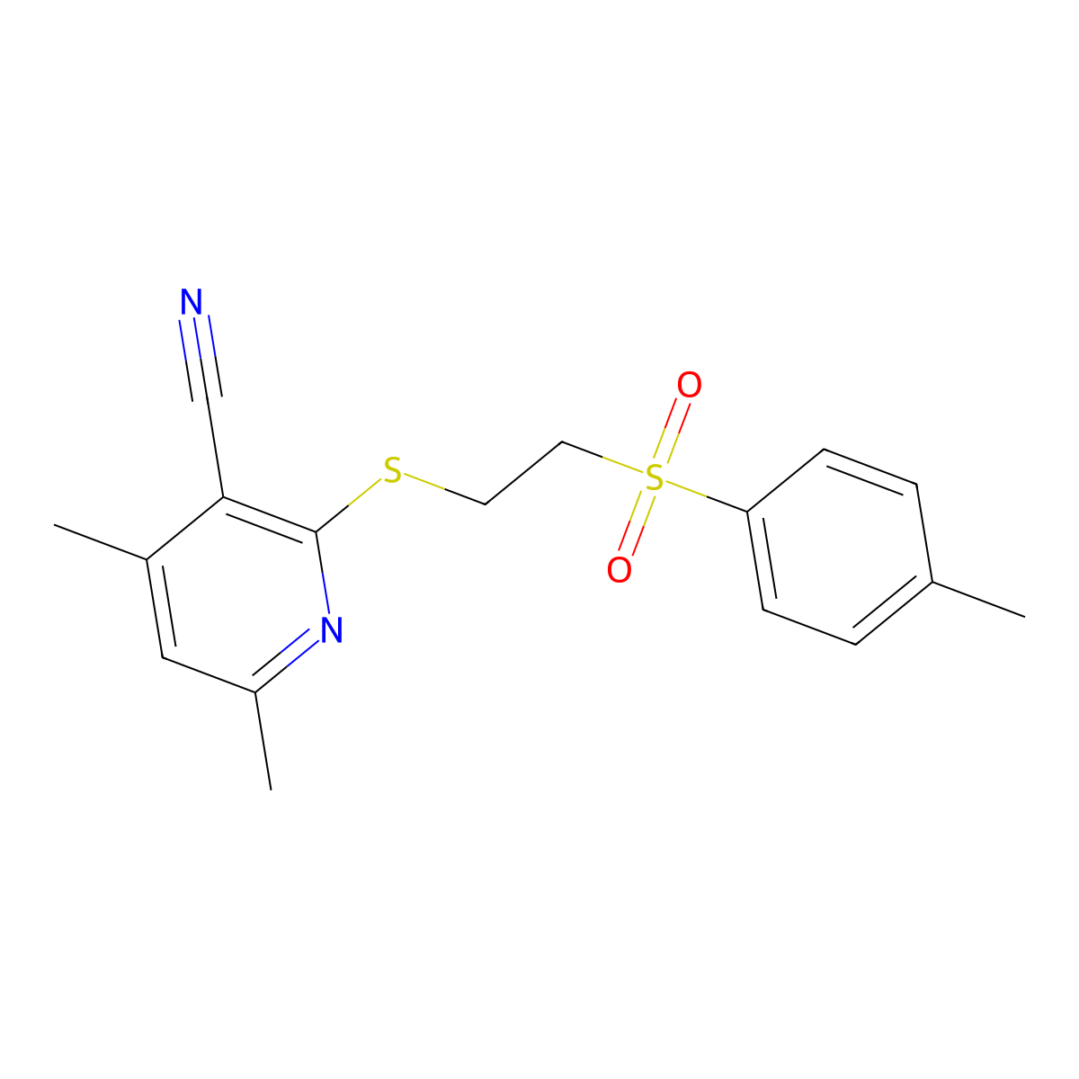 4,6-Dimethyl-2-[2-(4-methylphenyl)sulfonylethylsulfanyl]pyridine-3-carbonitrile molecular structure, CAS 500105-22-6