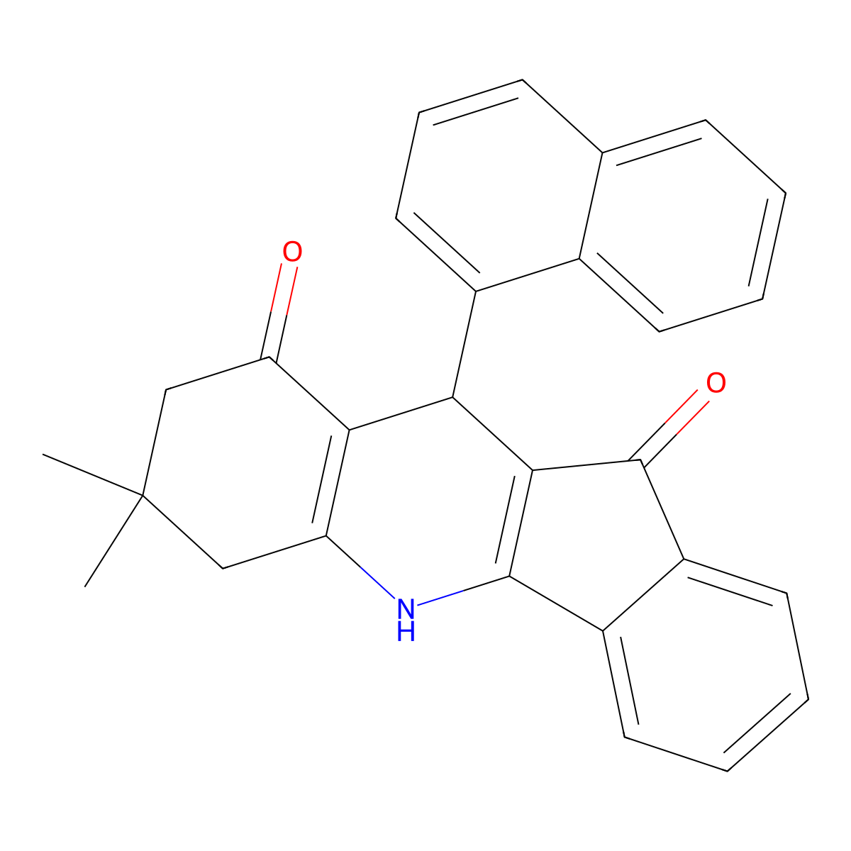 7,7-Dimethyl-10-naphthalen-1-yl-5,6,8,10-tetrahydroindeno[1,2-b]quinoline-9,11-dione molecular structure, CAS 500105-38-4