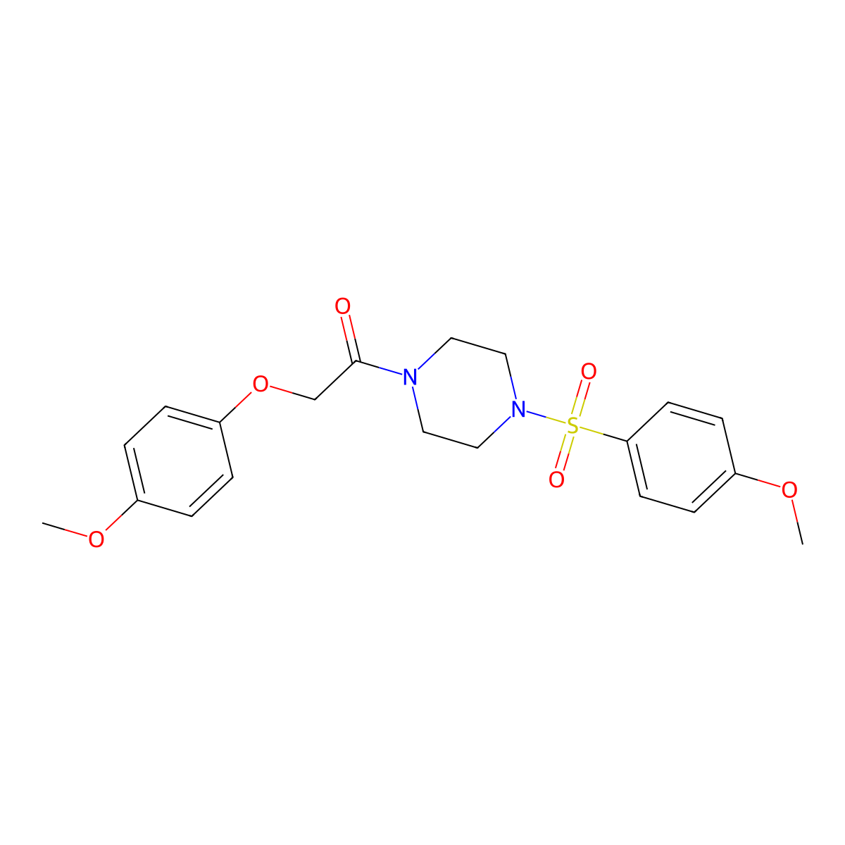 2-(4-Methoxyphenoxy)-1-[4-(4-methoxyphenyl)sulfonylpiperazin-1-yl]ethanone molecular structure, CAS 500105-49-7