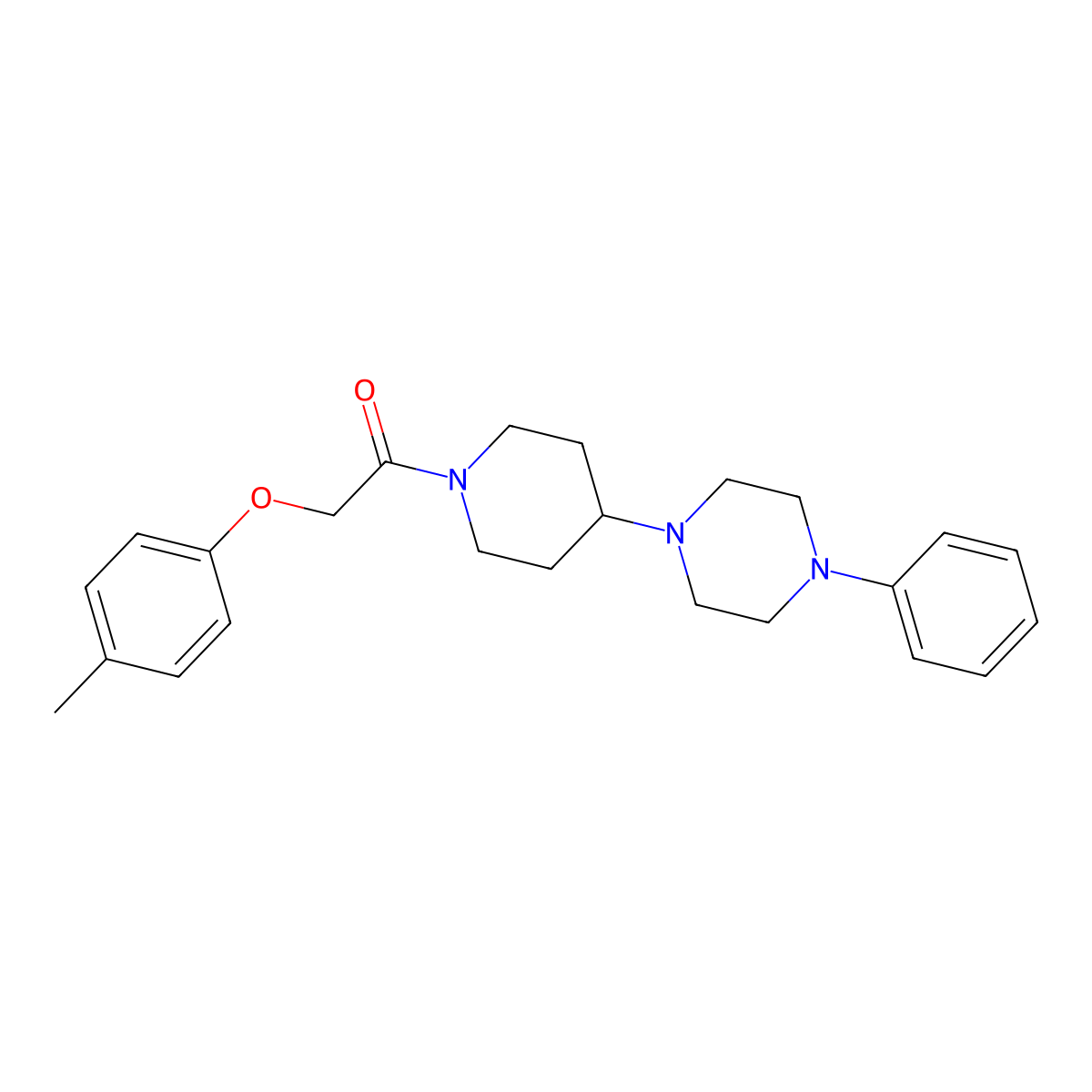 2-(4-Methylphenoxy)-1-[4-(4-phenylpiperazin-1-yl)piperidin-1-yl]ethanone molecular structure, CAS 500105-51-1